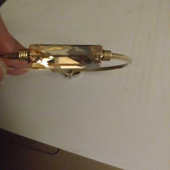 L and D designer Bracelet Copper with Rectangle Smokey quartz  Rhinestone - Picture 3 of 4